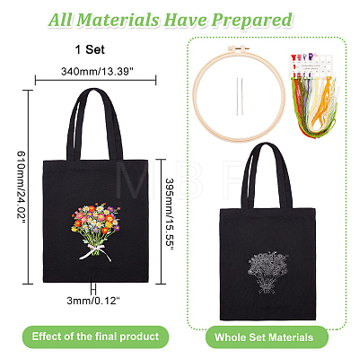 DIY Canvas Shoulder Bag Embroidery Starter Kit DIY-WH0386-46-1