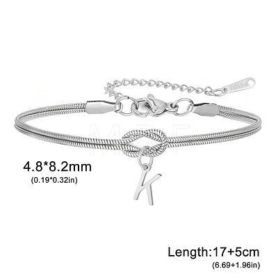 304 Stainless Steel Initial Charm Bracelets FS-WGD8E41-27-1