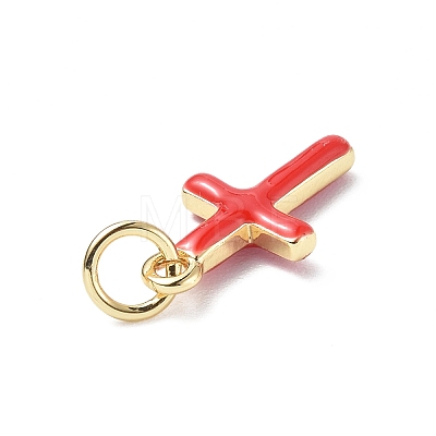 Real 18K Gold Plated Eco-Friendly Rack Plating Brass Enamel Pendants KK-F845-40G-02-1