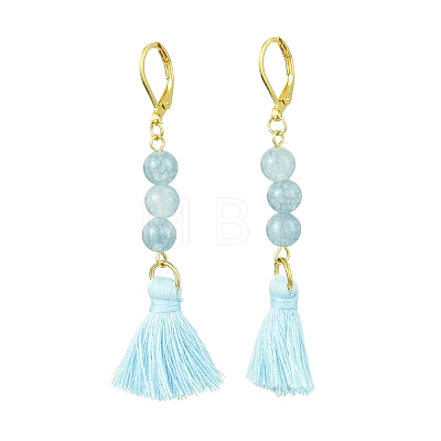 Polycotton Tassel Leverback Earrings EJEW-JE06004-1