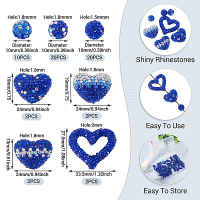 58Pcs Handmade Polymer Clay Rhinestone Beads CLAY-BT0001-08-1