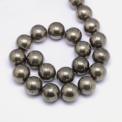 Natural Pyrite Beads Strands G-L031-16mm-01-1