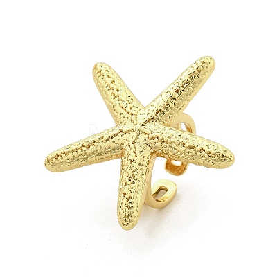 Starfish Brass Cuff Rings for Women RJEW-C123-01G-1