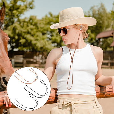 6Pcs 3 Styles Flat Leather Cord Hat Chains HJEW-UN00128-1