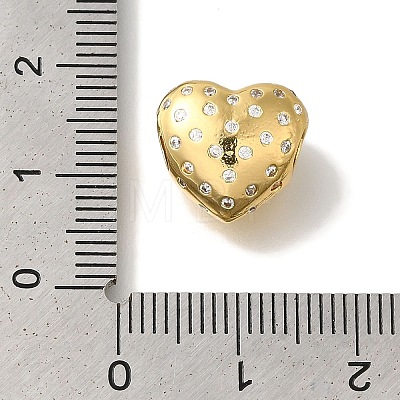 Heart Rack Plating Brass Micro Pave Clear Cubic Zirconia Beads KK-U019-02G-1