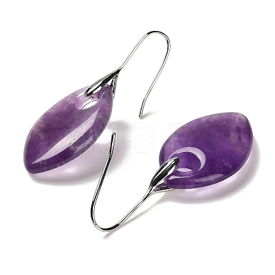 Natural Amethyst Horse Eye Dangle Earrings EJEW-I315-01P-01-1