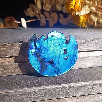 Natural Labradorite Carved Healing Moon with Horse Figurines PW-WG66021-01-1