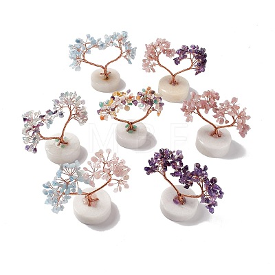 Natural Gemstone Chips and Natural White Jade Pedestal Display Decorations DJEW-G027-14RG-1
