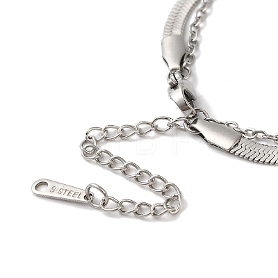 304 Stainless Steel Multi-strand Herringbone Chain Bracelets AJEW-U005-04P-1