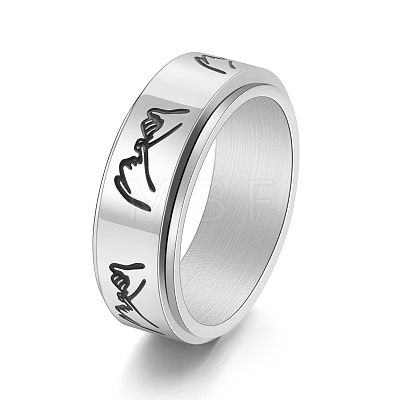 Non-Tarnish Rotatable Stainless Steel Finger Ring PW-WG93BAA-02-1