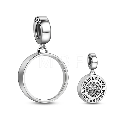 TINYSAND 925 Sterling Silver Personalized Dangle Charm Cubic Zirconia European Beads TS-P-147-1