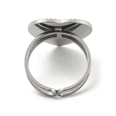 304 Stainless Steel Open Cuff Pad Ring Cabochon Settings RJEW-K245-90P-1