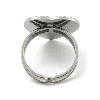 Non-Tarnish 304 Stainless Steel Open Cuff Pad Ring Cabochon Settings RJEW-K245-90P-1