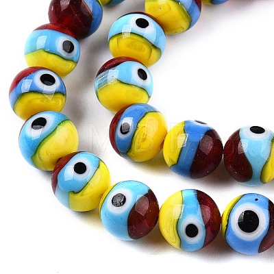 Handmade Evil Eye Lampwork Beads Strands LAMP-N024-30-1