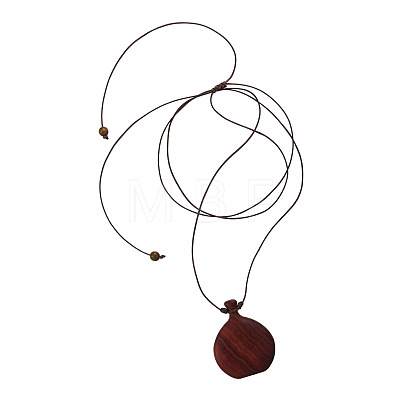Wooden Liquor Pot Pendant Adjustable Cord Long Necklaces for Women Men WG3A78C-03-1