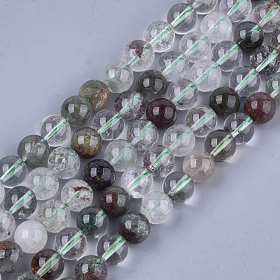 Natural Green Lodolite Quartz/Garden Quartz Beads Strands G-S333-10mm-036-1