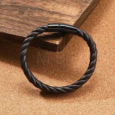 Ion Plating(IP) Braided Microfiber Leather Cord Bracelets for Men BJEW-Z081-13EB-01-1