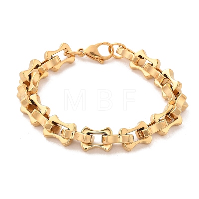 304 Stainless Steel Bone Link Bracelets for Women Men BJEW-F488-28G-1