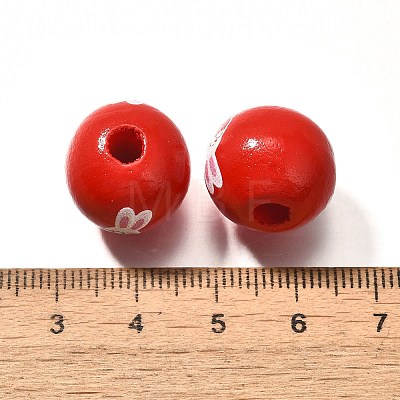 Valentine's Day Element Printed Wood Beads WOOD-R002-01-22-1