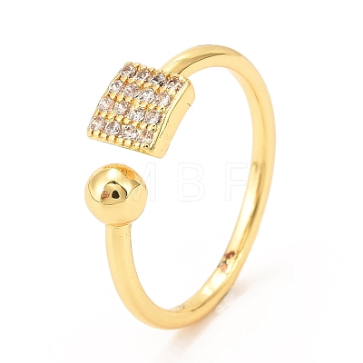 Brass Micro Pave Cubic Zirconia Cuff Ring RJEW-F118-15-1