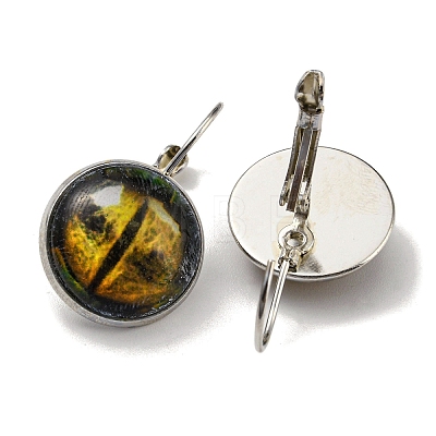 Dragon Eye Glass Leverback Earrings with Brass Earring Pins EJEW-Q798-01O-1