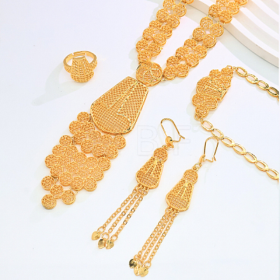 Women's Alloy Filigree Bracelets & Earrings & Necklaces & Rings Sets HQ9335-1
