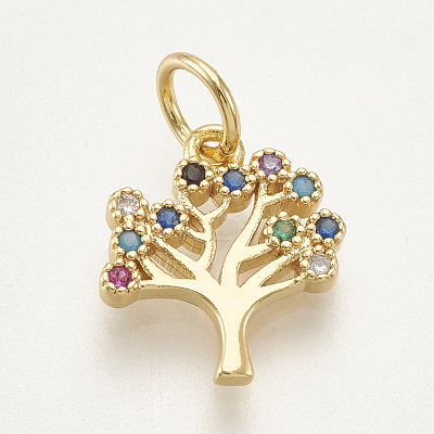 Brass Micro Pave Cubic Zirconia Charms X-ZIRC-S061-56G-1