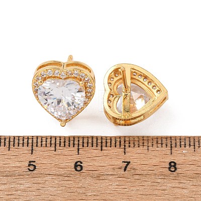 Brass Micro Pave Cubic Zirconia Stud Earrings for Women EJEW-F418-06G-1