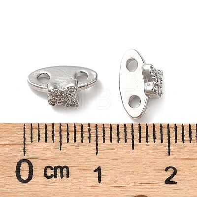 Brass Micro Pave Clear Cubic Zirconia Slide Charms KK-P239-18P-1