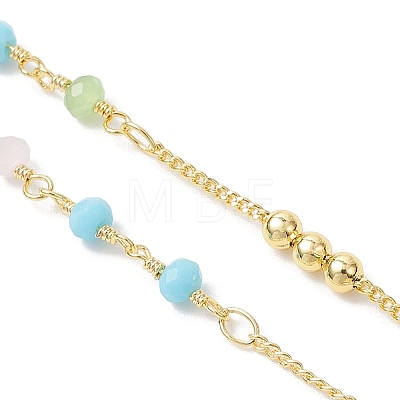Faceted Glass and Brass Rosary Bead Necklaces NJEW-JN05672-1
