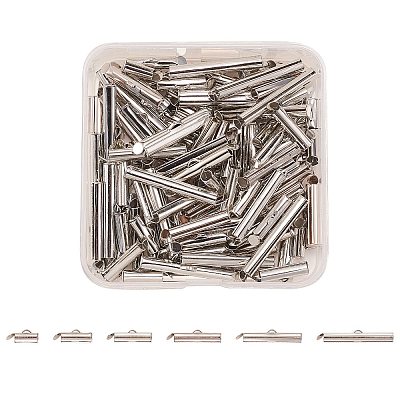 120Pcs 6 Styles Iron Slide On End Clasp Tubes IFIN-CJ0001-47-1