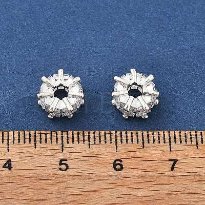 Brass Micro Pave Cubic Zirconia Beads KK-R216-02S-1