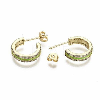 Semicircular Brass Micro Pave Clear Cubic Zirconia Half Hoop Earrings EJEW-T046-21D-NF-1