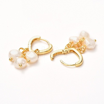 Natural Freshwater Pearl Hoop Earrings for Women EJEW-JE04630-02-1