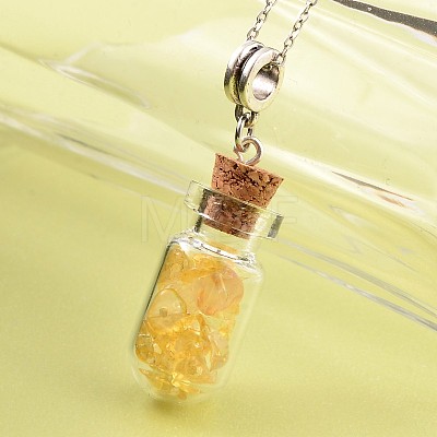 Cute Design Glass Wishing Bottle Antique Silver Tone Alloy Gemstone Pendants PALLOY-JF00068-1