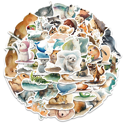 50Pcs Waterproof PVC Animals Stickers Set PW-WG70564-01-1