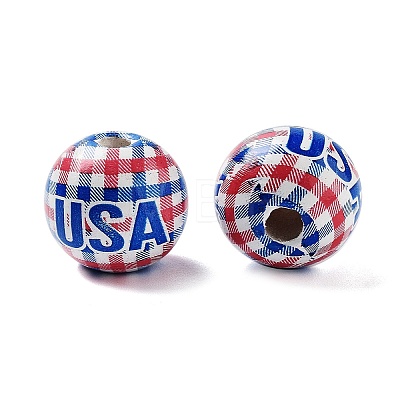 Independence Day Theme Wood European Beads WOOD-M011-07E-1