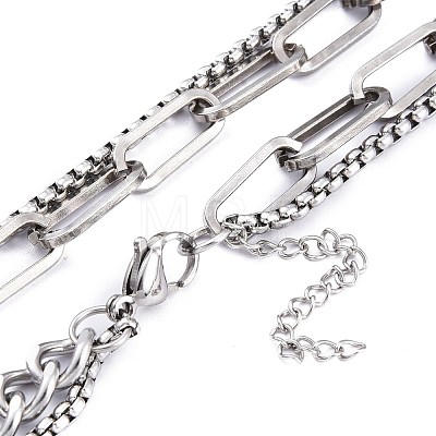 304 Stainless Steel Double Layer Necklaces NJEW-M181-20P-1