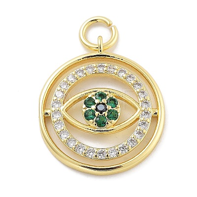 Evil Eye Rack Plating Brass Micro Pave Cubic Zirconia Pendants KK-Z071-69G-04-1