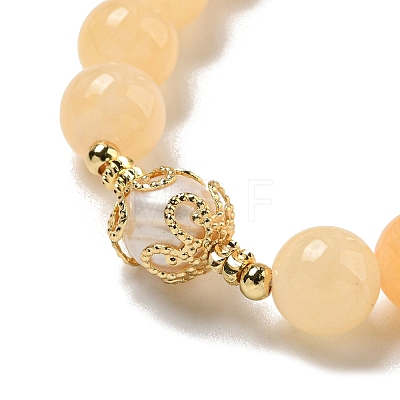 Round Natural Gemstone Beaded Stretch Bracelets BJEW-M315-06-1