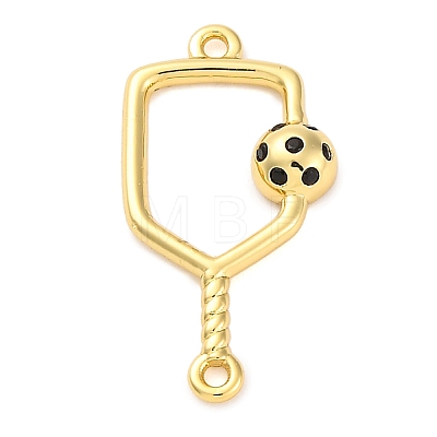 Brass Black Enamel Connector Charms KK-NH0005-02G-1