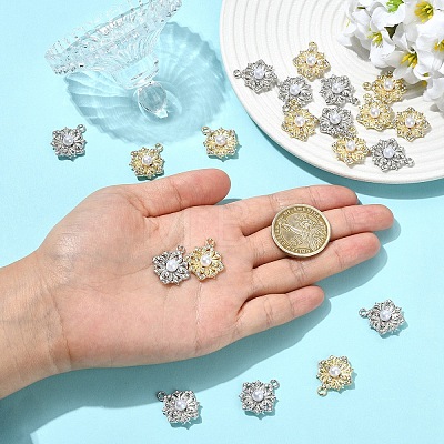 20Pcs 2 Colors Flower Alloy Rhinestone Pendants FIND-YW0011-39-1