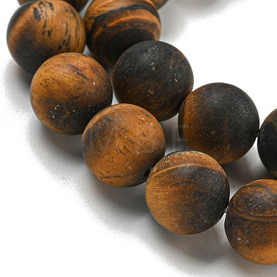 Frosted Natural Tiger Eye Beads Strands X-G-Q177-A01-01-1