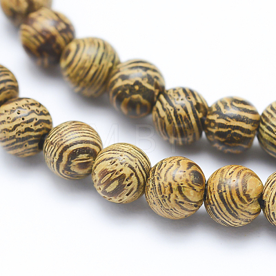 Natural Wenge Wood Beads Strands WOOD-P011-05-6mm-1