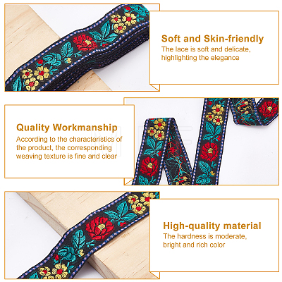 Embroidered Ethnic Style Cotton Ribbons SRIB-FG0001-04A-1
