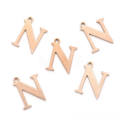 Ion Plating(IP) 304 Stainless Steel Alphabet Charms STAS-H122-N-RG-1