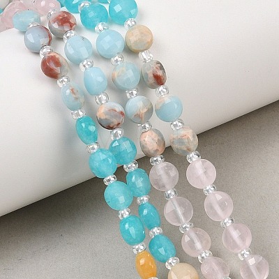 Dyed Natural White Jade & Yellow Aventurine & Synthetic Shoushan Stone Beads Strands G-Z135-B08-1