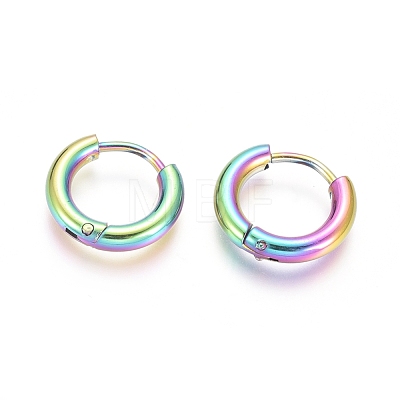 Ion Plating(IP) 304 Stainless Steel Huggie Hoop Earrings EJEW-F111B-13mm-Y-1