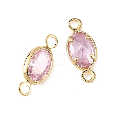 SHEGRACE Brass Pave Cubic Zirconia Oval Connector Charms XGRQ2O133-439B-G-1