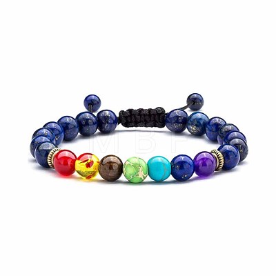 Chakra Theme Natural & Synthetic Mixed Stones Braided Bracelets QD1254-1-1